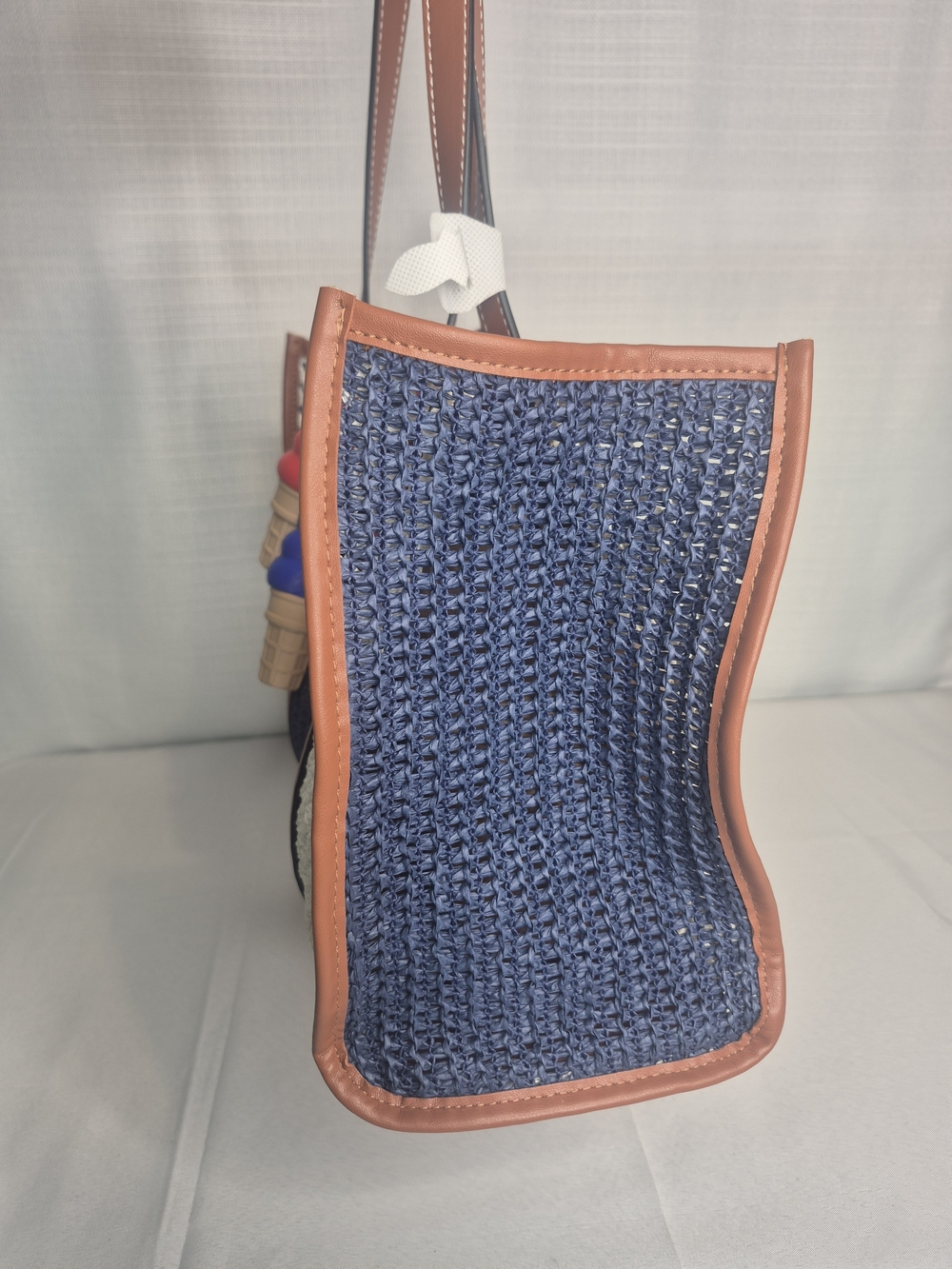 Aldo Woven Straw Tote with Red-White-Blue Stripes and Brown Trim NWT - Picture 8 of 11